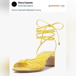 Vince Camuto Yellow Lace-Up Block Heel Sandal, Lory